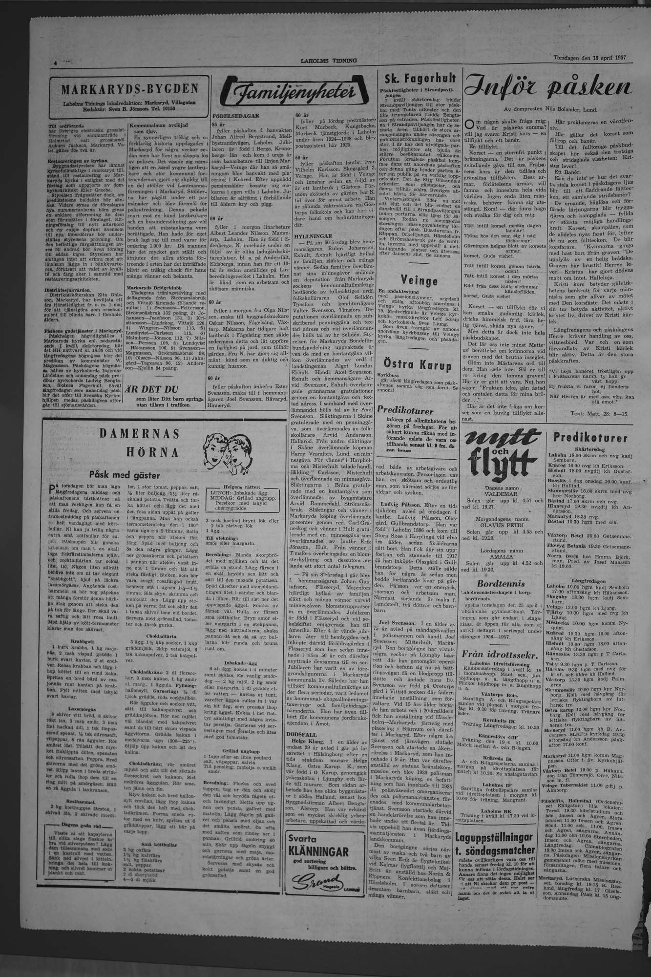 Laholms Tidning Torsdag 18 april 1957, sida 4