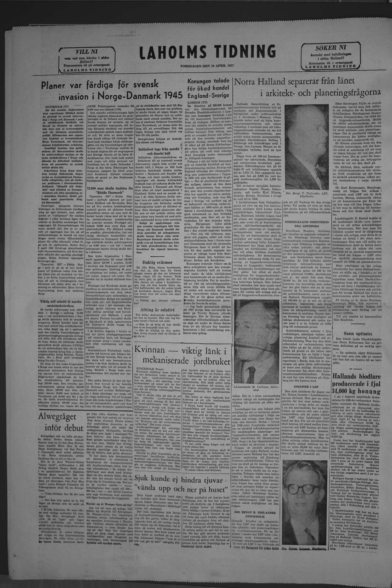 Laholms Tidning Torsdag 18 april 1957, sida 8