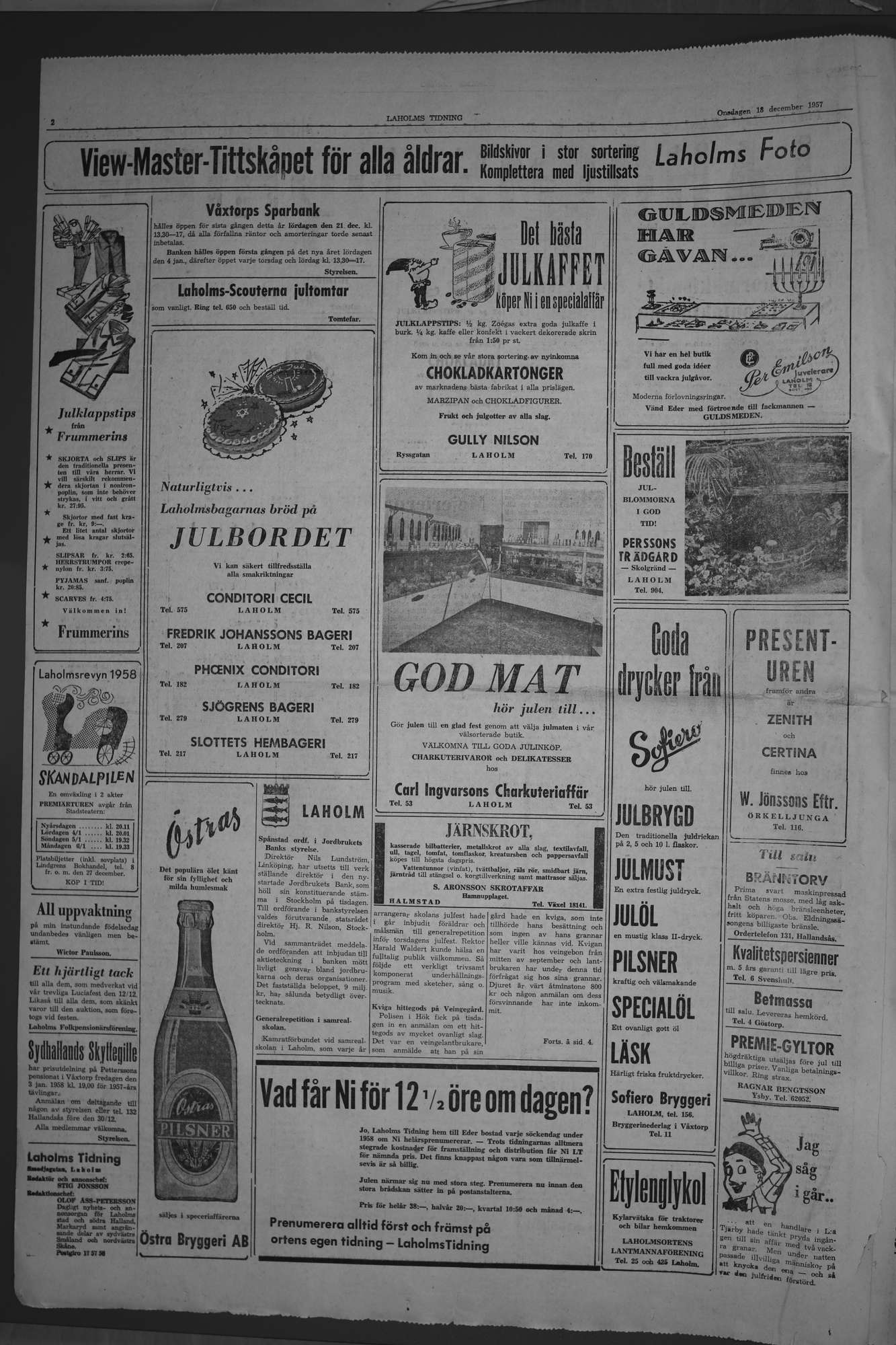 Laholms Tidning Onsdag 18 december 1957, sida 2