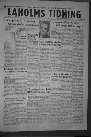 Förstasidan, Fredag 18 oktober 1957