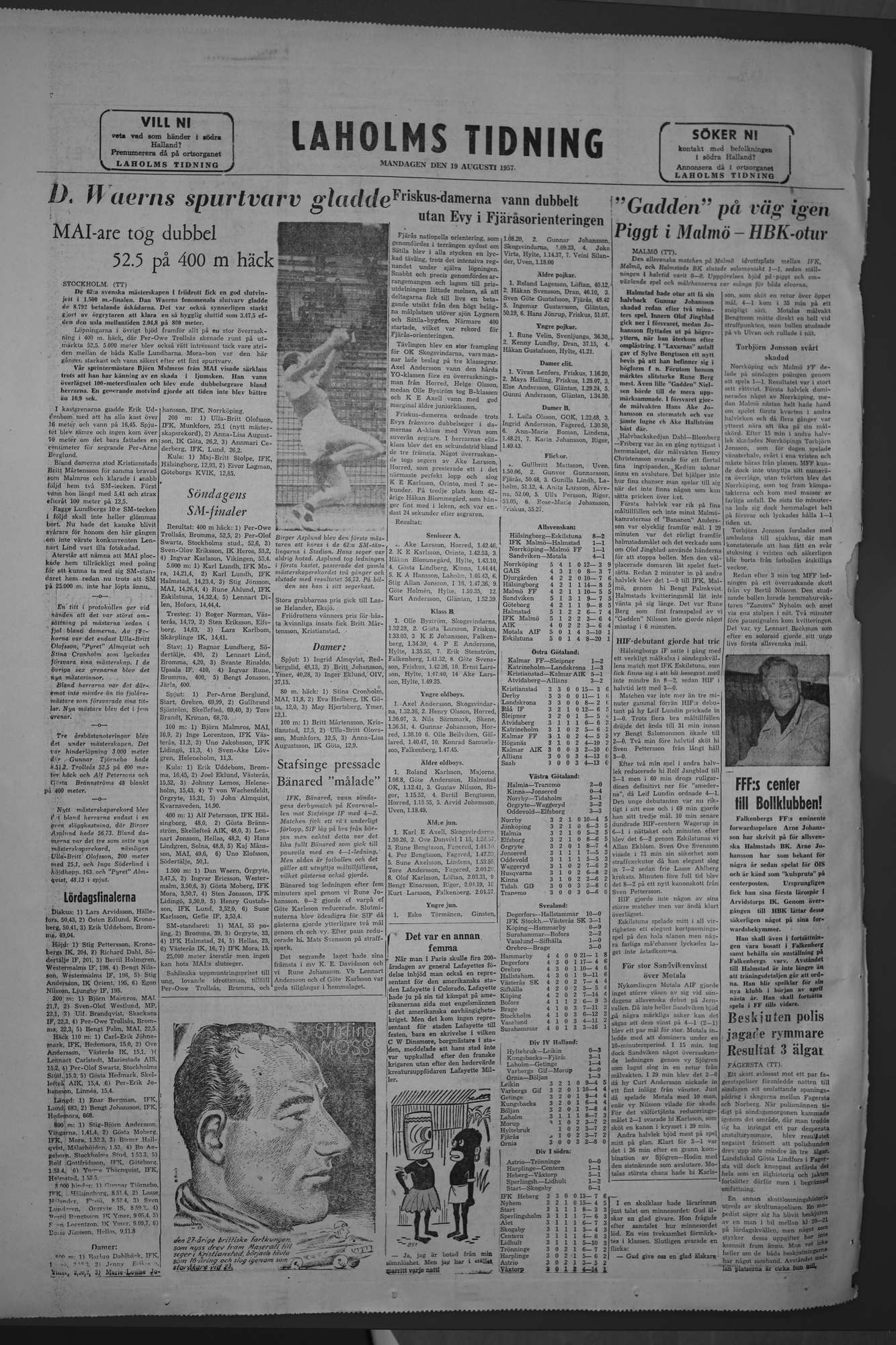 Laholms Tidning Måndag 19 augusti 1957, sida 8
