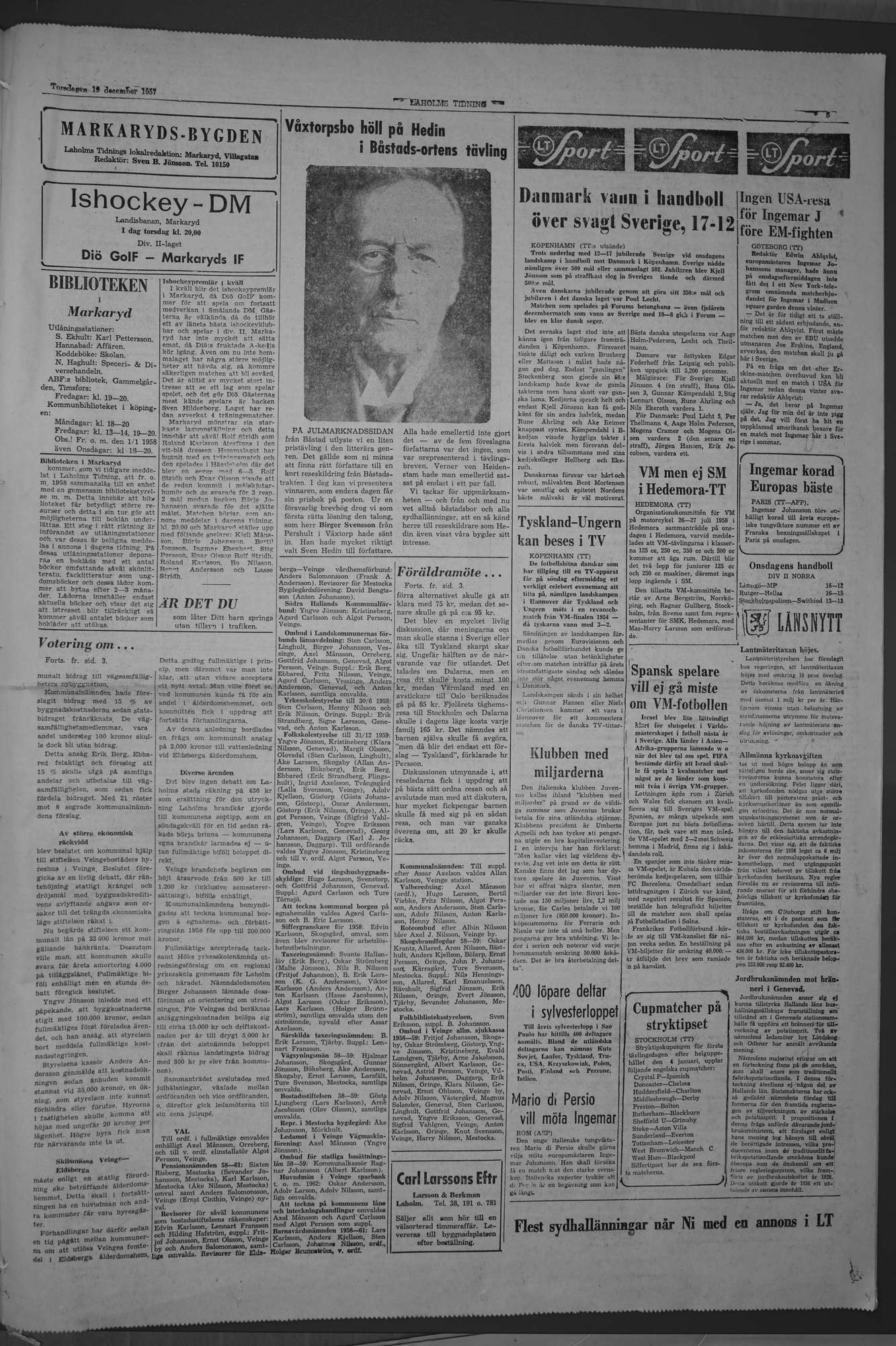 Laholms Tidning Torsdag 19 december 1957, sida 5