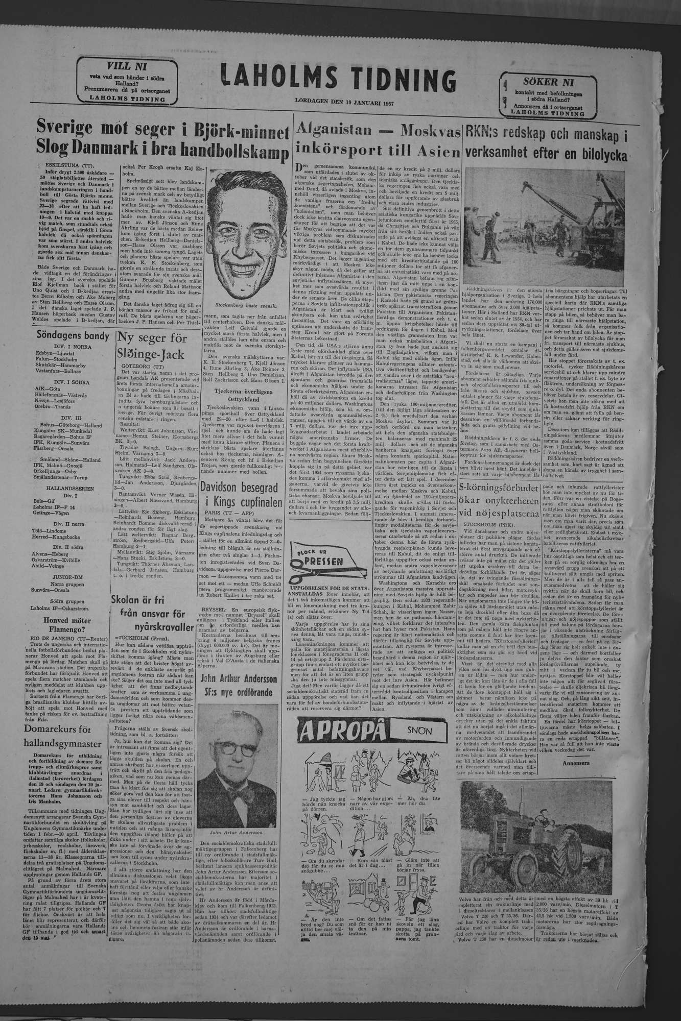 Laholms Tidning Lördag 19 januari 1957, sida 8