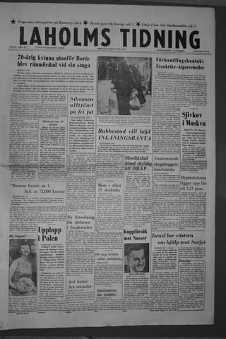 Förstasidan, Fredag 19 juli 1957
