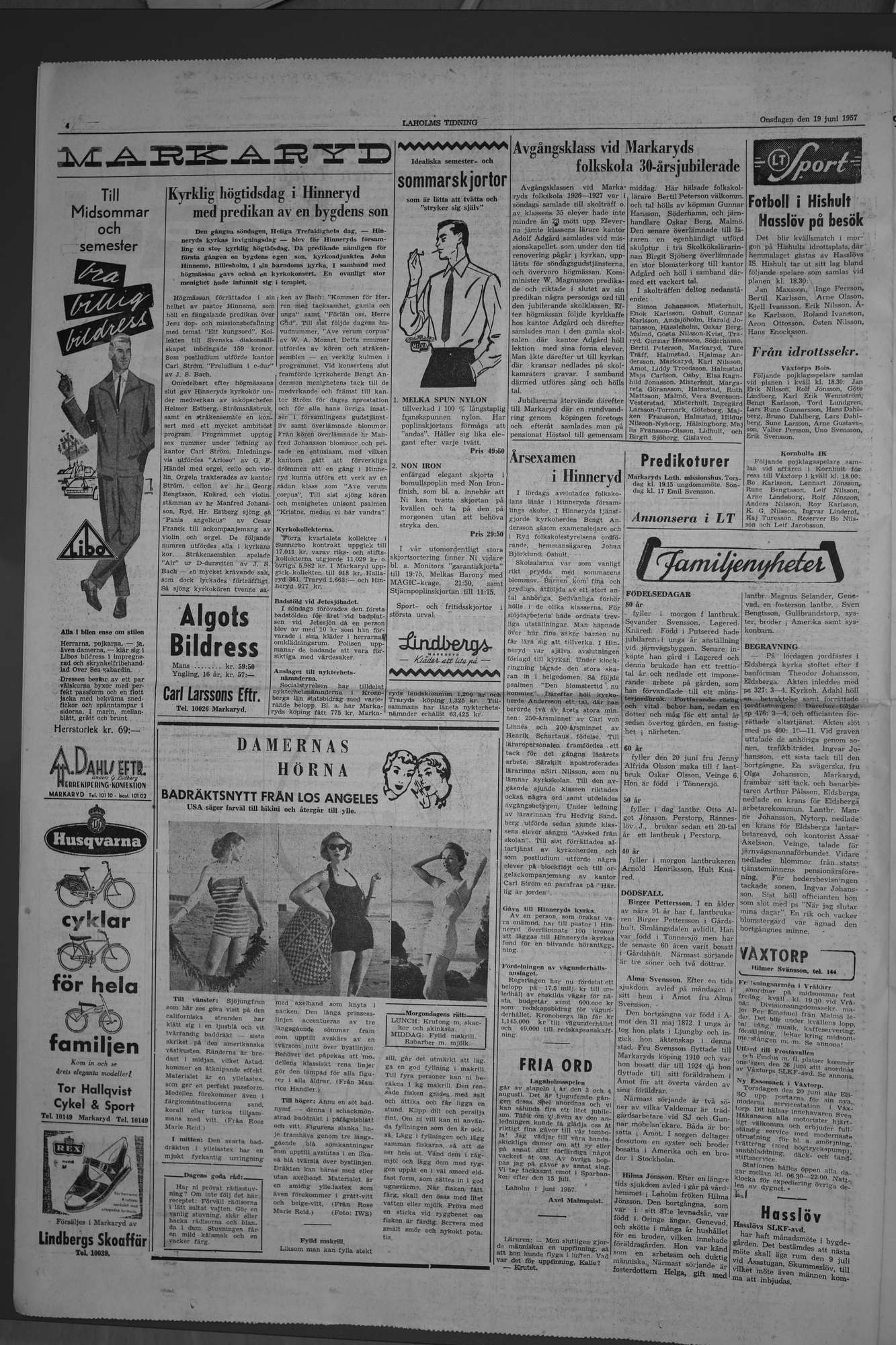 Laholms Tidning Onsdag 19 juni 1957, sida 4