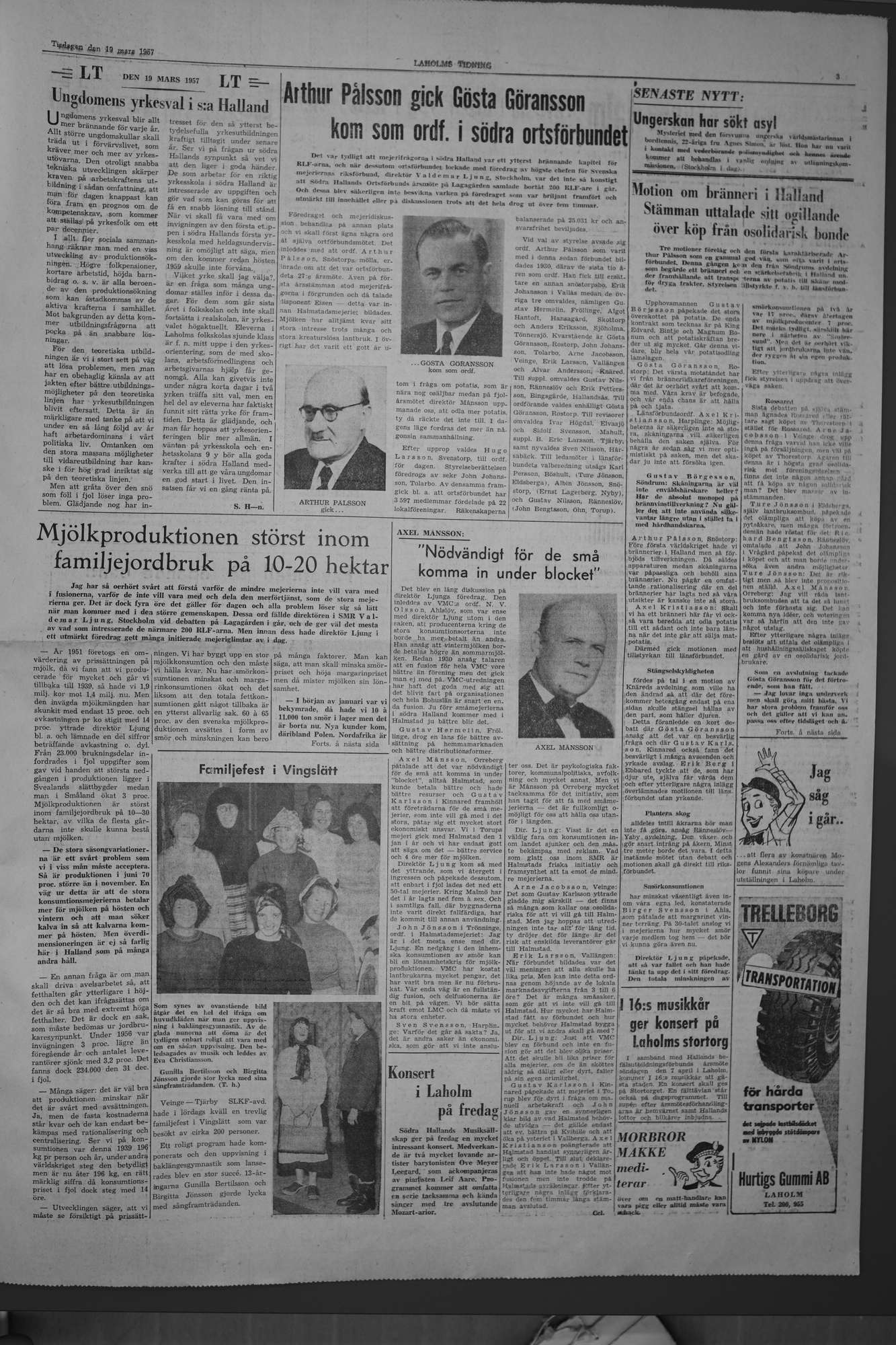 Laholms Tidning Tisdag 19 mars 1957, sida 3