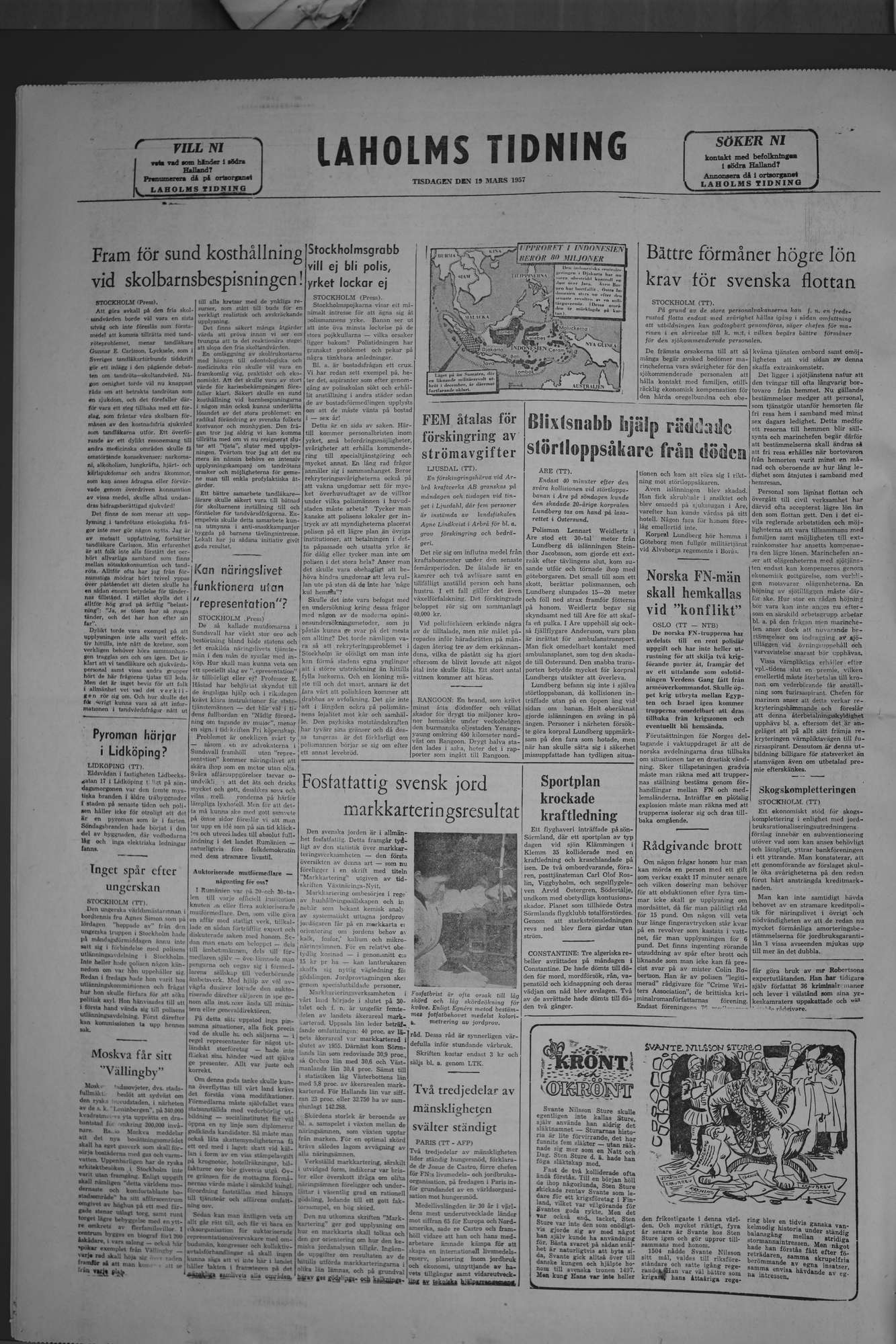 Laholms Tidning Tisdag 19 mars 1957, sida 8