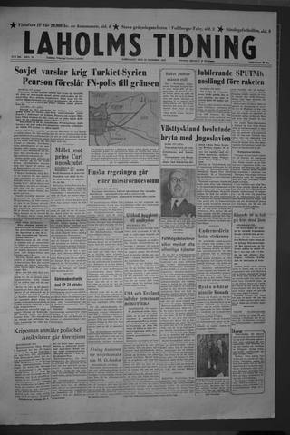 Förstasidan, Lördag 19 oktober 1957