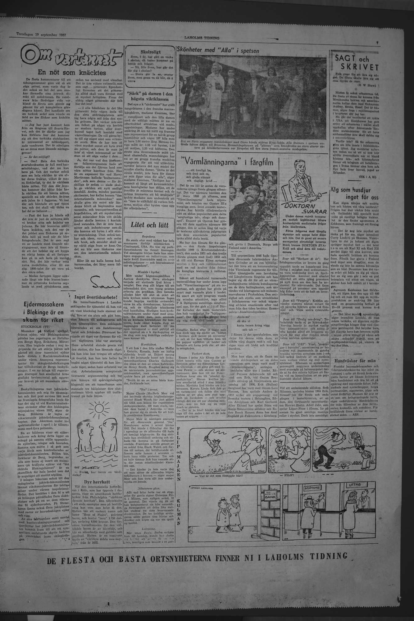 Laholms Tidning Torsdag 19 september 1957, sida 7