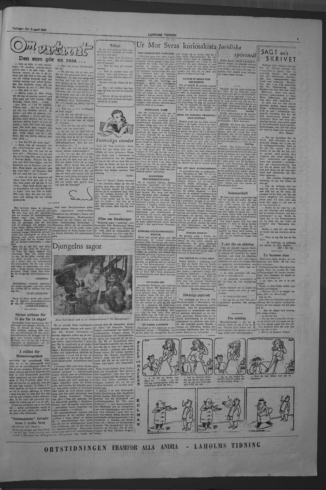 Laholms Tidning Tisdag 2 april 1957, sida 7