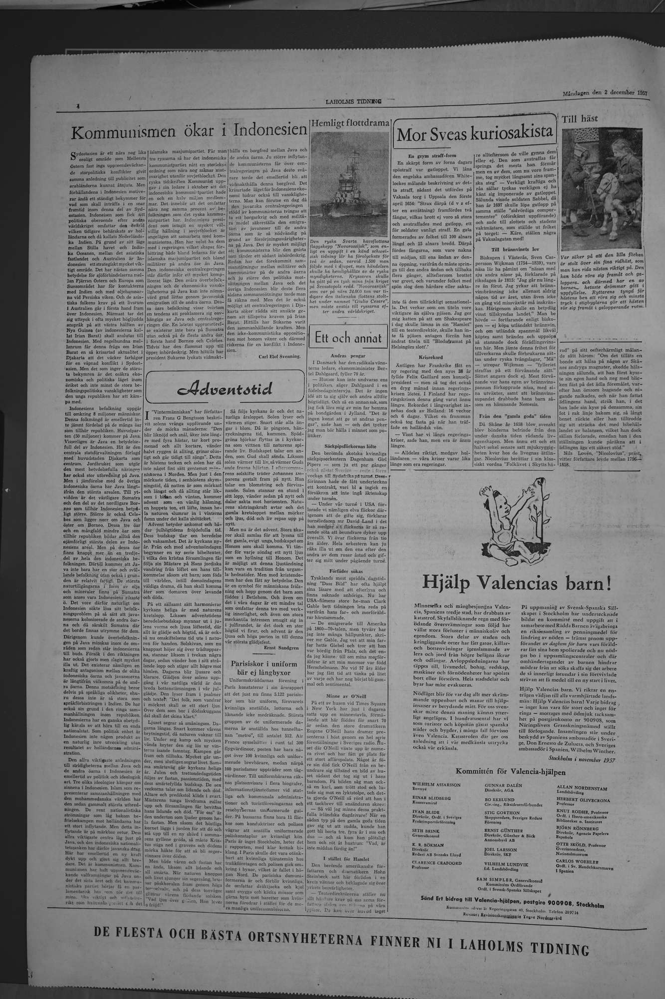 Laholms Tidning Måndag 2 december 1957, sida 4