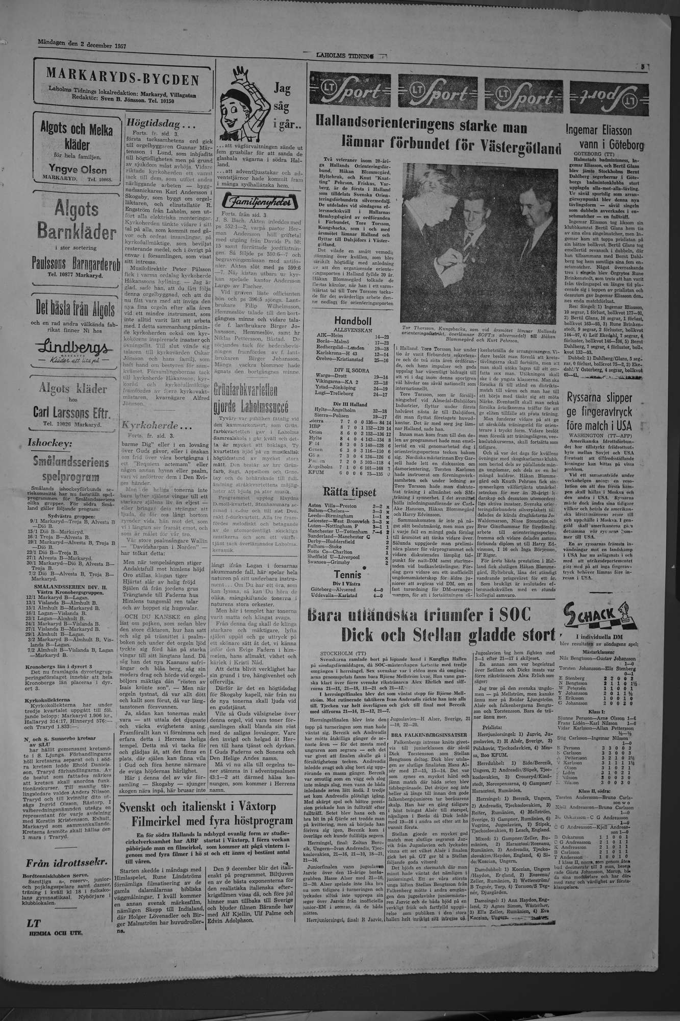 Laholms Tidning Måndag 2 december 1957, sida 5