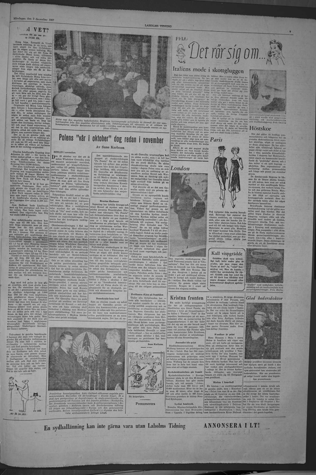 Laholms Tidning Måndag 2 december 1957, sida 7