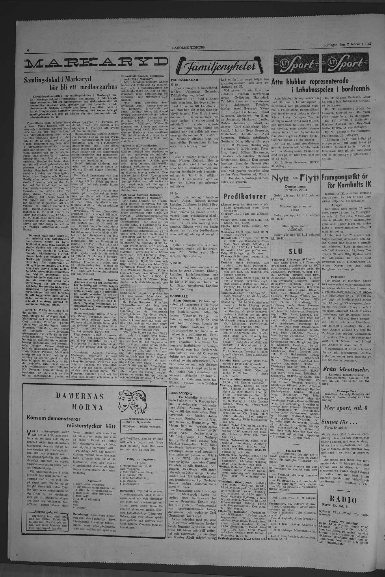 Laholms Tidning Lördag 2 februari 1957, sida 4