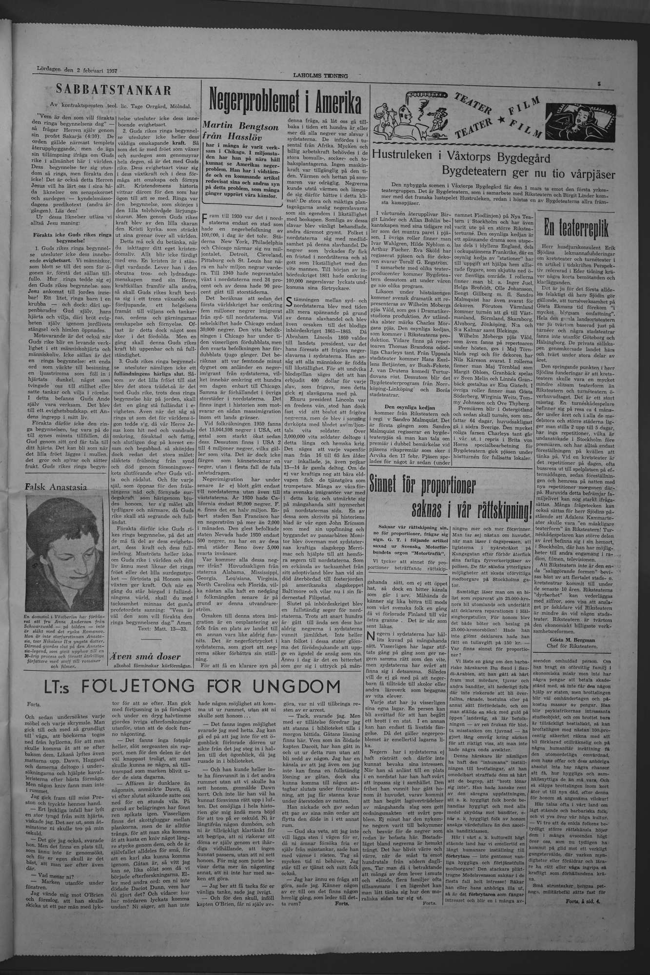 Laholms Tidning Lördag 2 februari 1957, sida 5