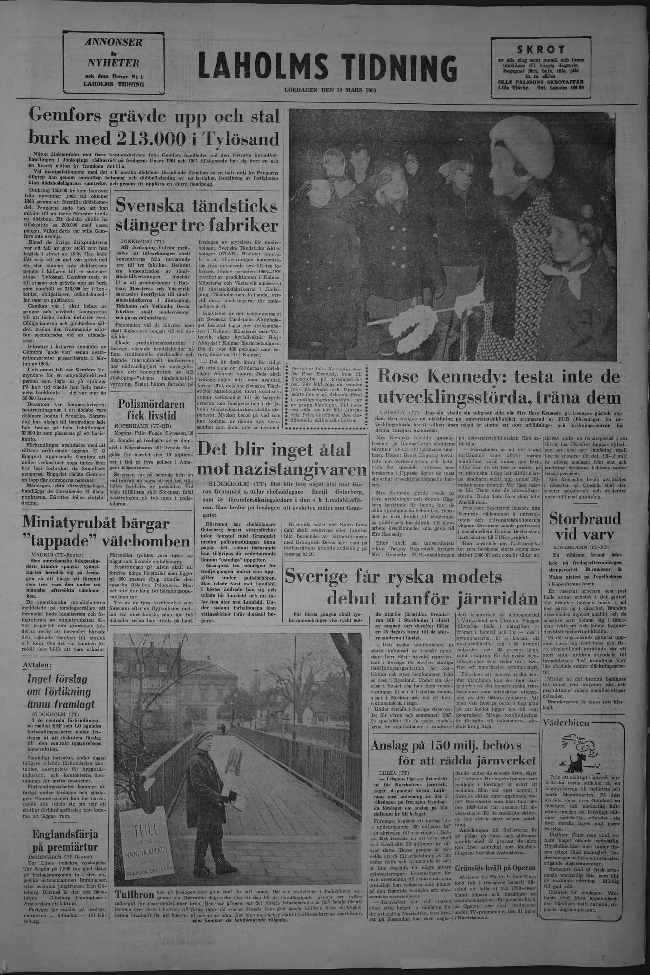 Laholms Tidning Lördag 19 mars 1966, sida 8
