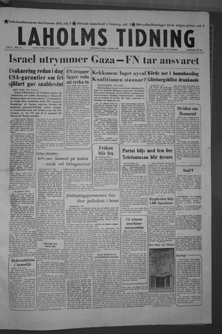 Förstasidan, Lördag 2 mars 1957