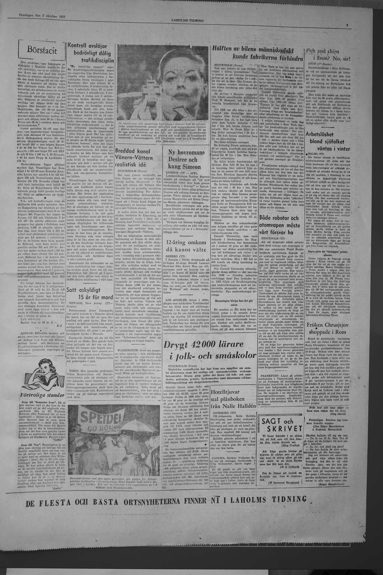 Laholms Tidning Onsdag 2 oktober 1957, sida 7