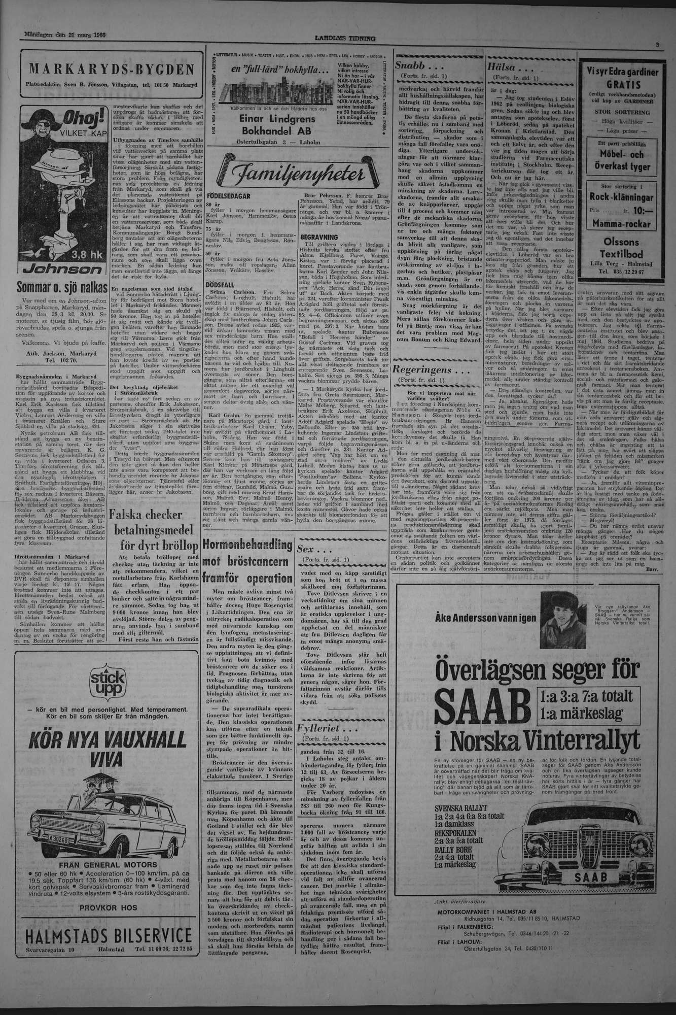 Laholms Tidning Måndag 21 mars 1966, sida 3