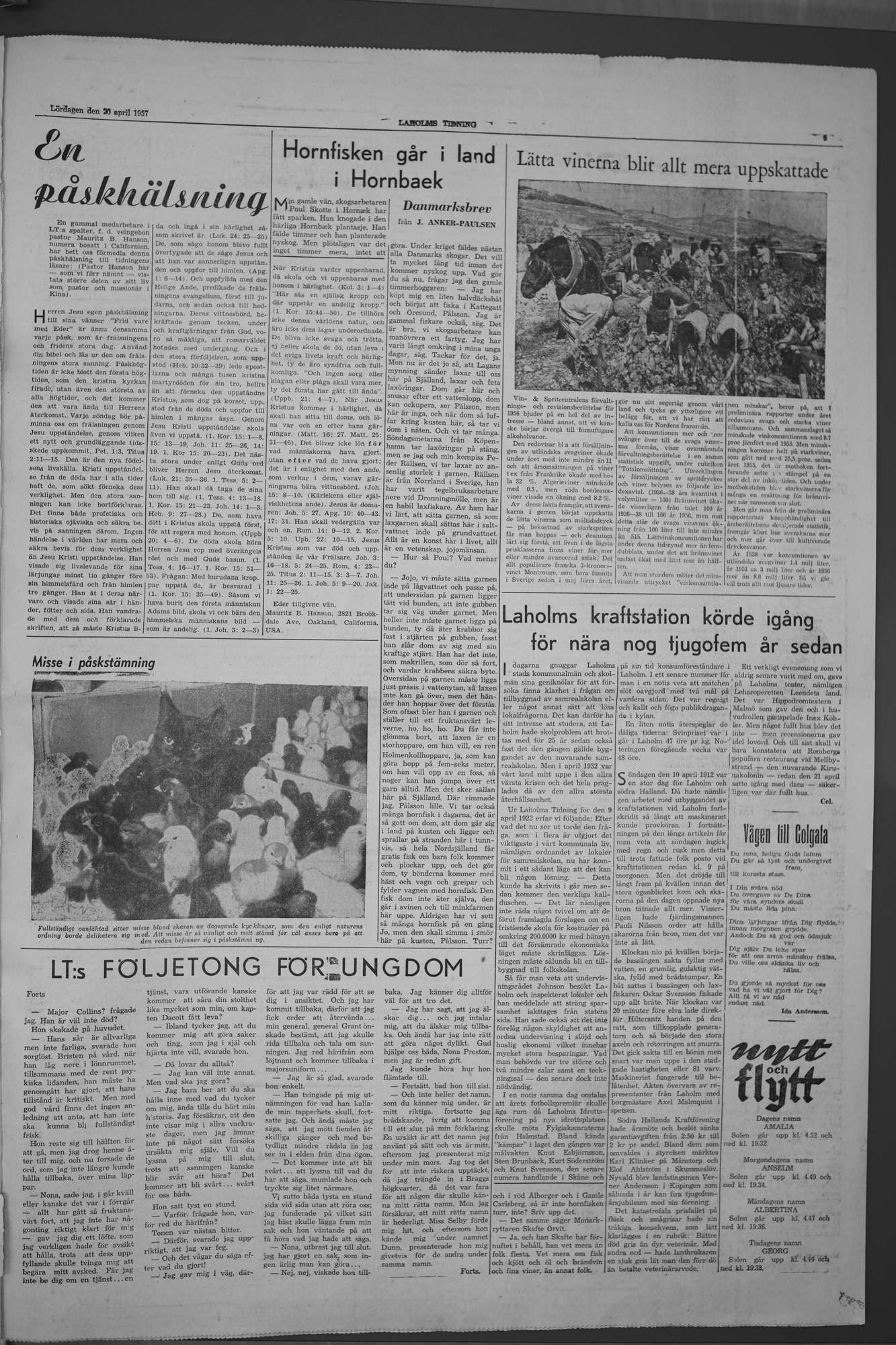 Laholms Tidning Lördag 20 april 1957, sida 5