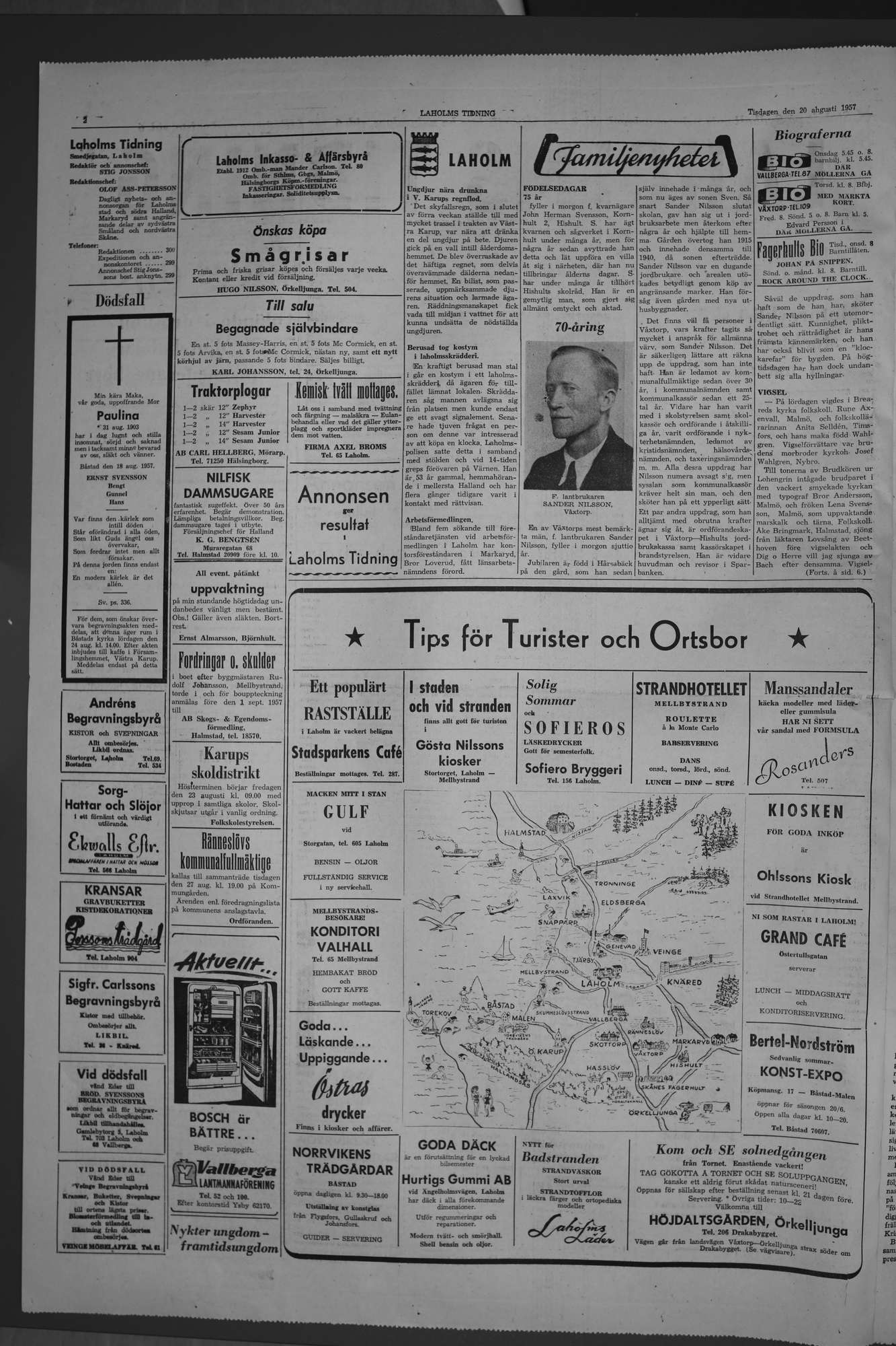 Laholms Tidning Tisdag 20 augusti 1957, sida 2