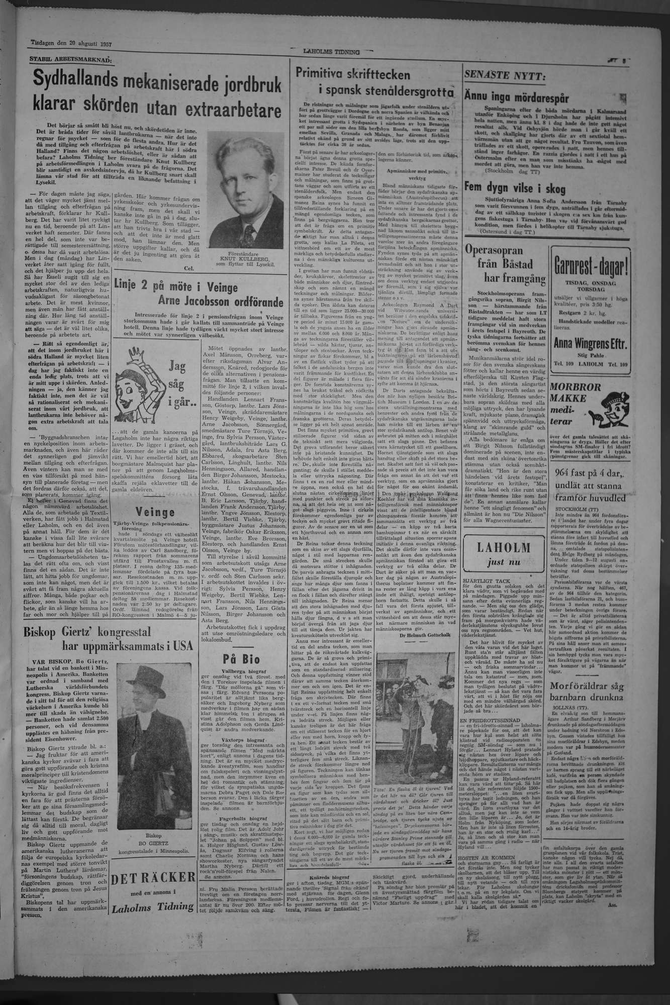 Laholms Tidning Tisdag 20 augusti 1957, sida 3