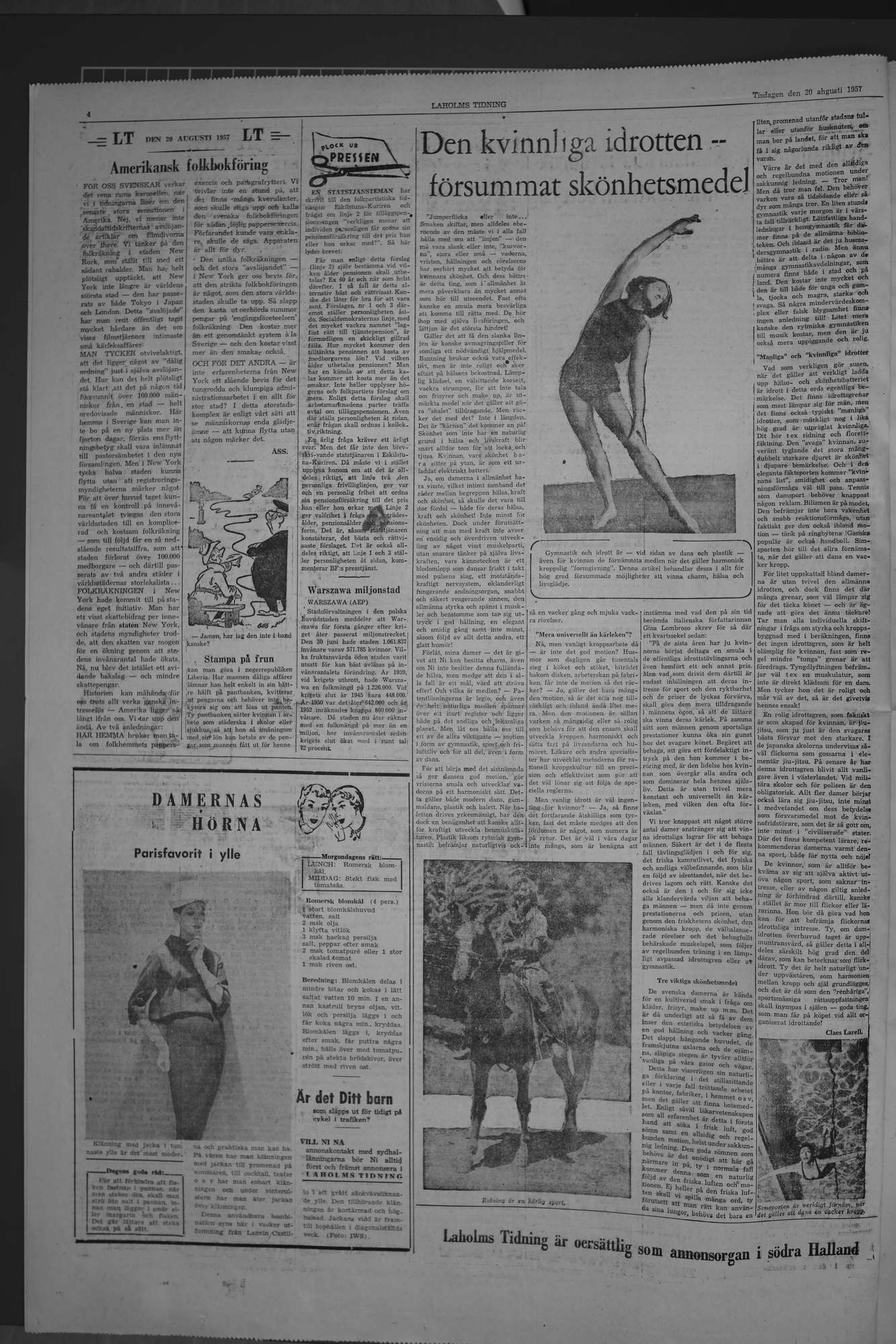 Laholms Tidning Tisdag 20 augusti 1957, sida 4