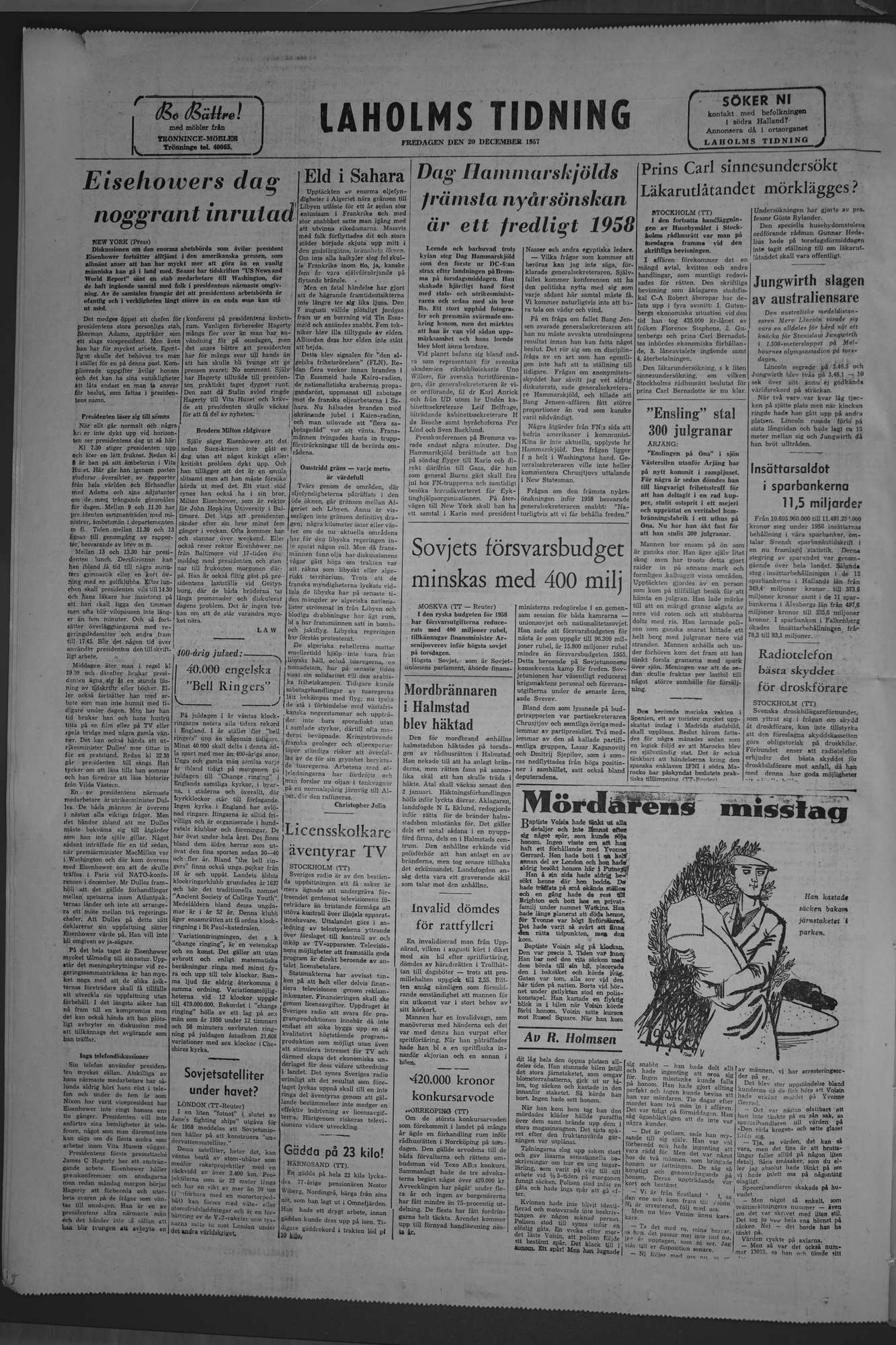 Laholms Tidning Fredag 20 december 1957, sida 8