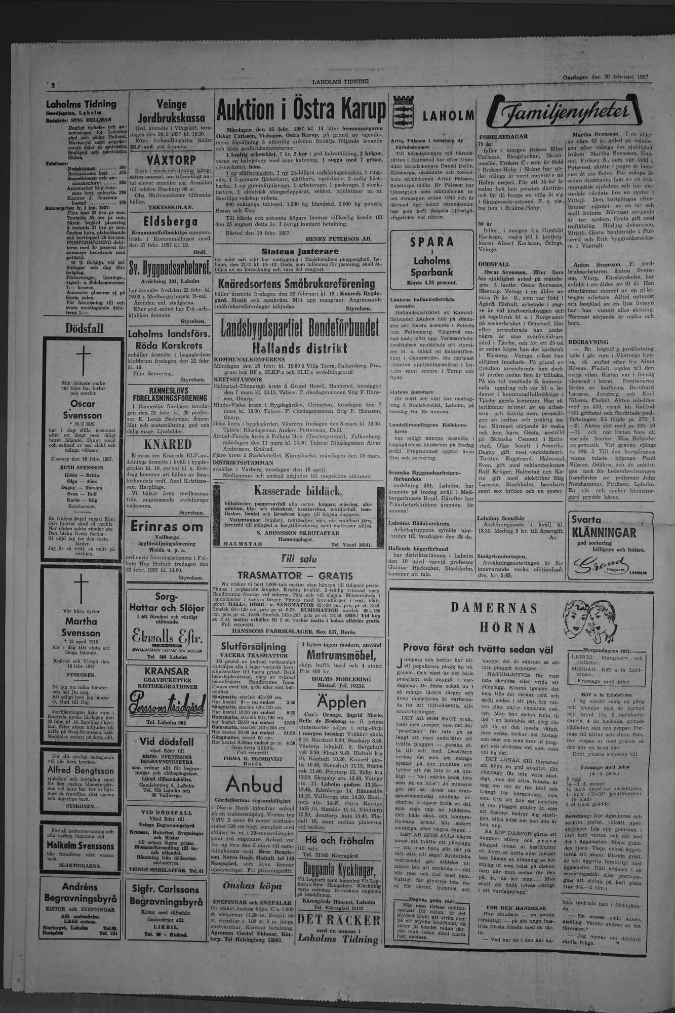 Laholms Tidning Onsdag 20 februari 1957, sida 2
