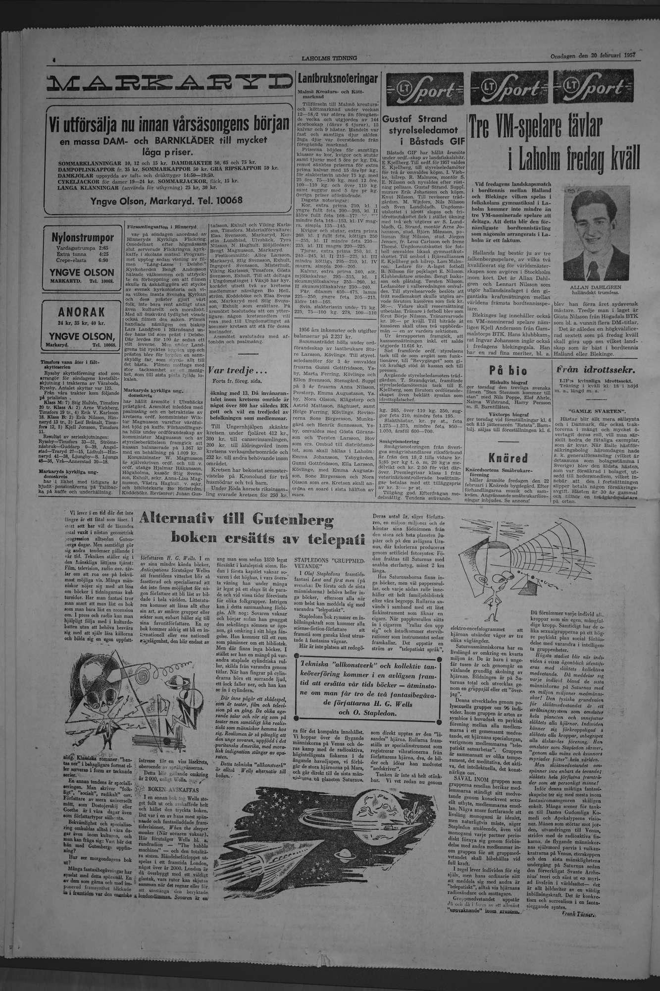 Laholms Tidning Onsdag 20 februari 1957, sida 4