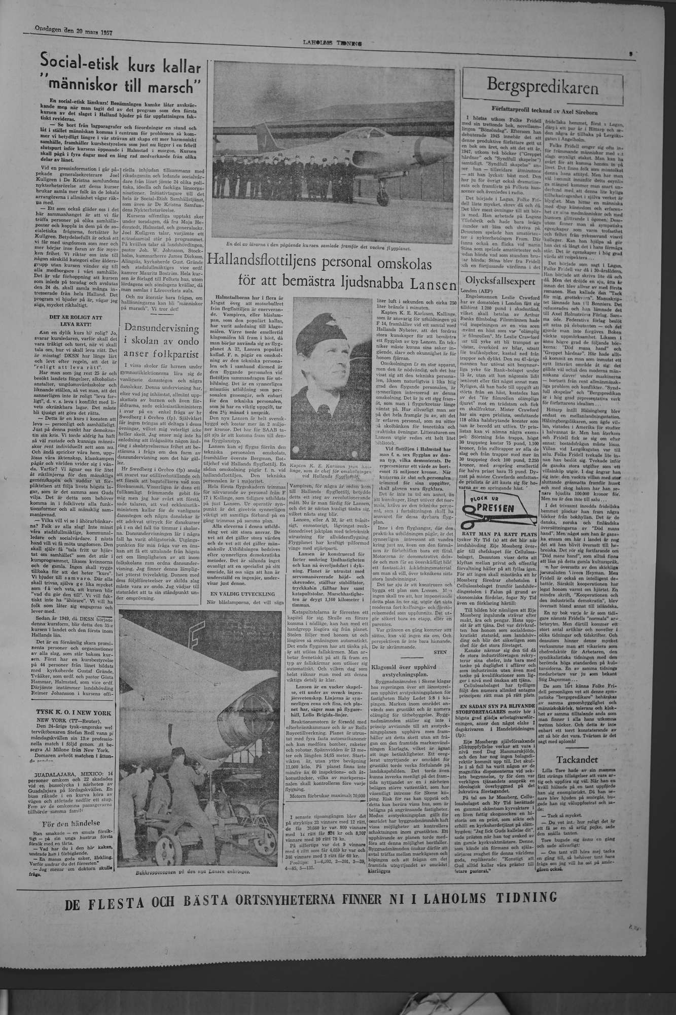 Laholms Tidning Onsdag 20 mars 1957, sida 5