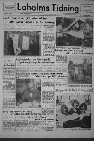 Förstasidan, Fredag 20 augusti 1965