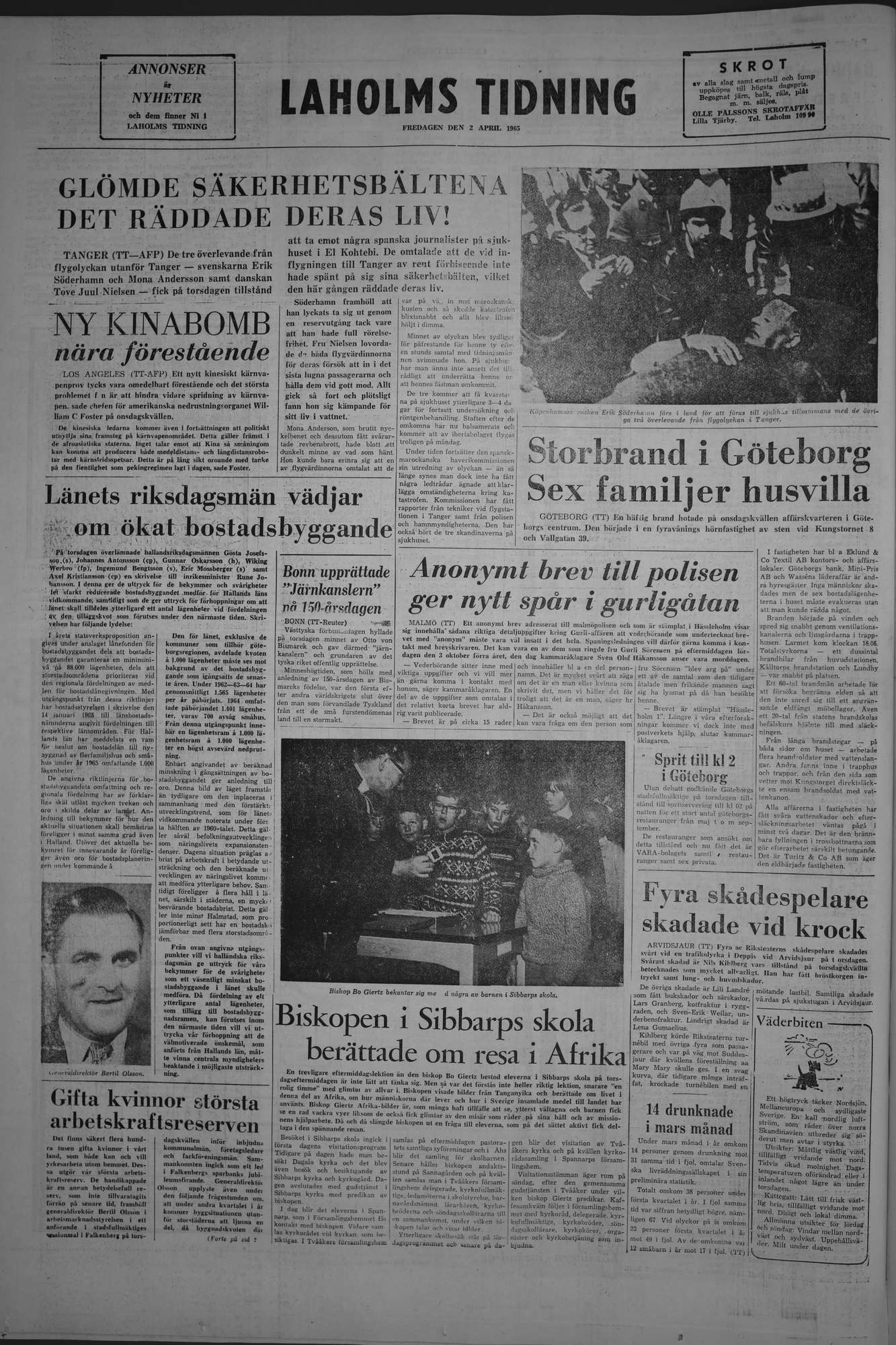 Laholms Tidning Fredag 2 april 1965, sida 8