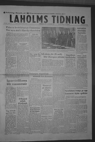 Förstasidan, Onsdag 20 november 1957