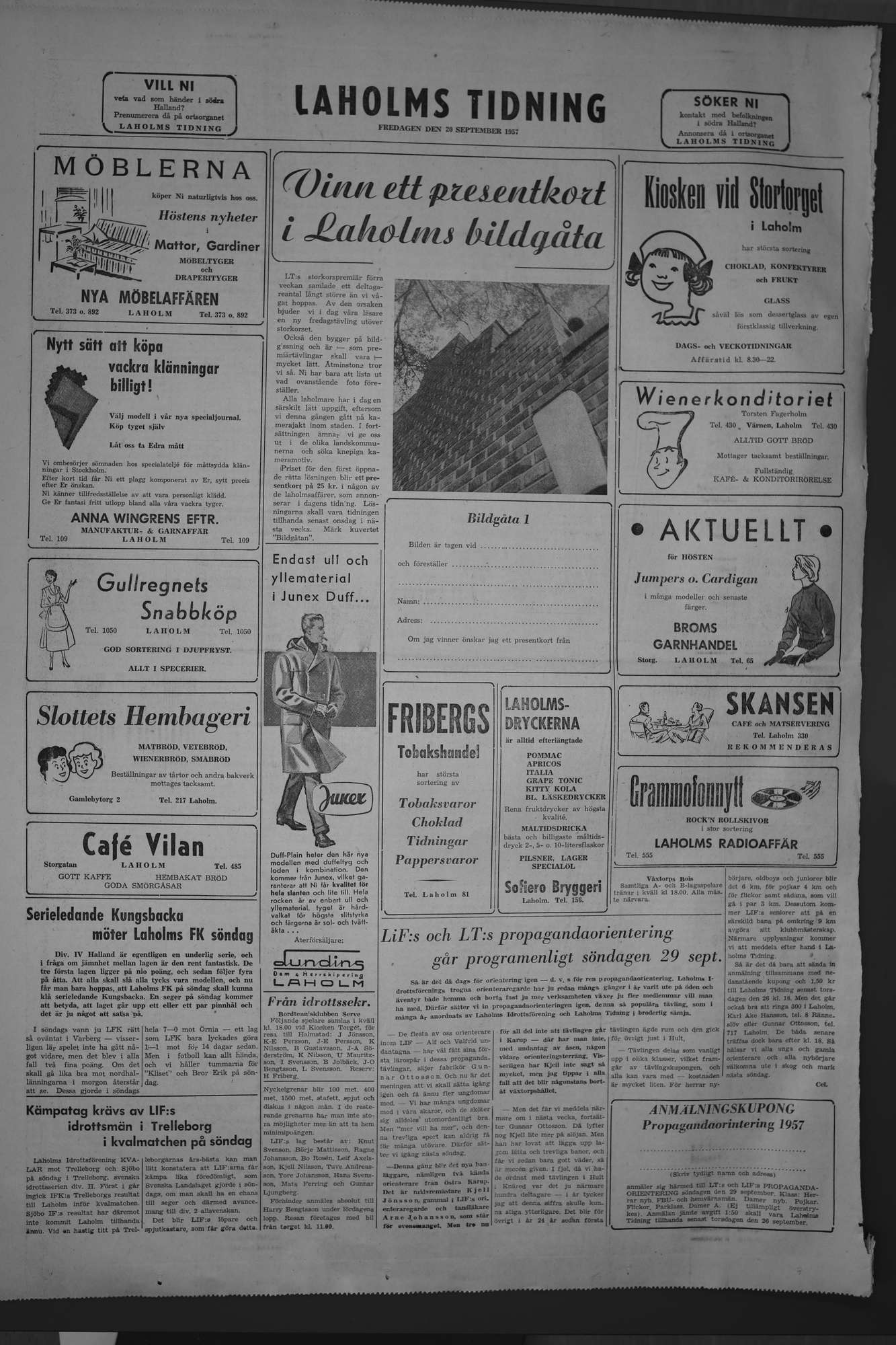 Laholms Tidning Fredag 20 september 1957, sida 8