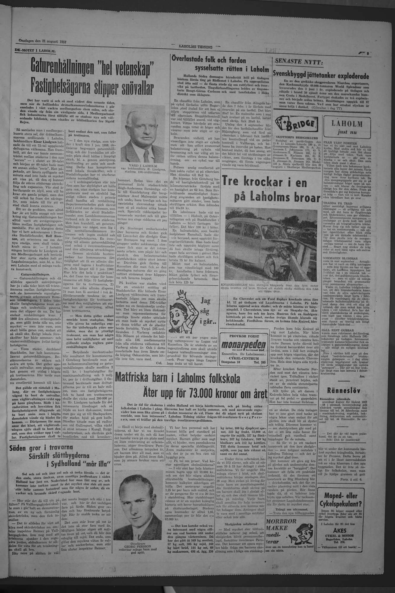 Laholms Tidning Onsdag 21 augusti 1957, sida 3