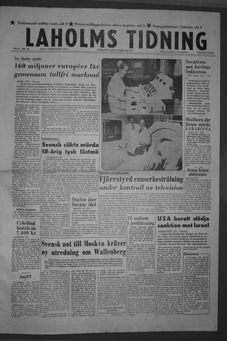 Förstasidan, Torsdag 21 februari 1957
