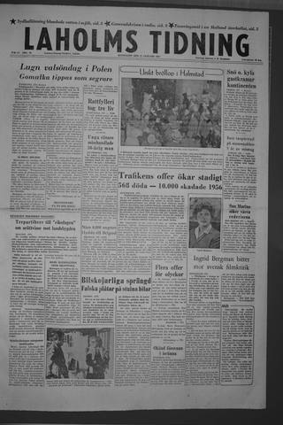 Förstasidan, Måndag 21 januari 1957