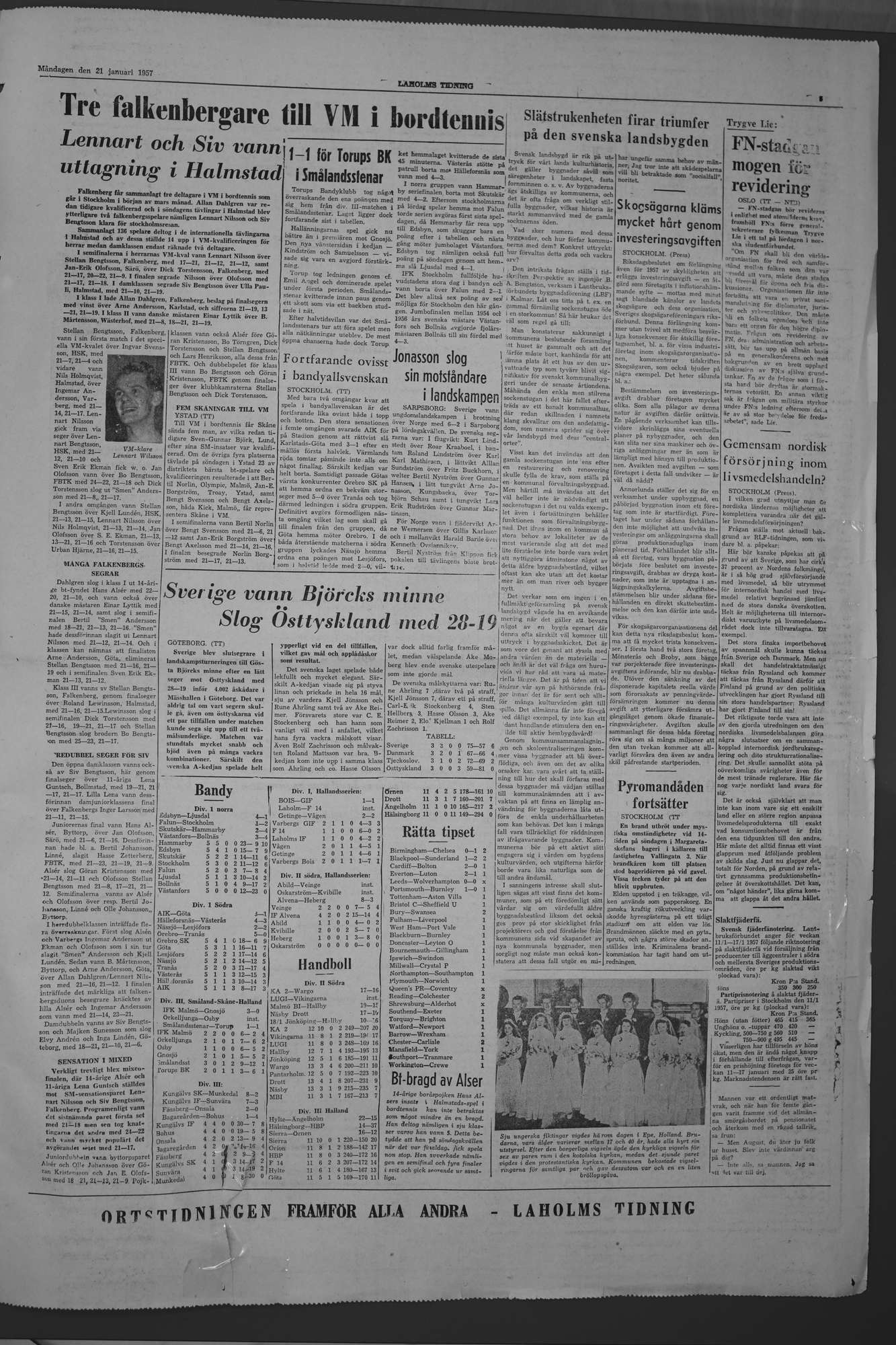 Laholms Tidning Måndag 21 januari 1957, sida 5