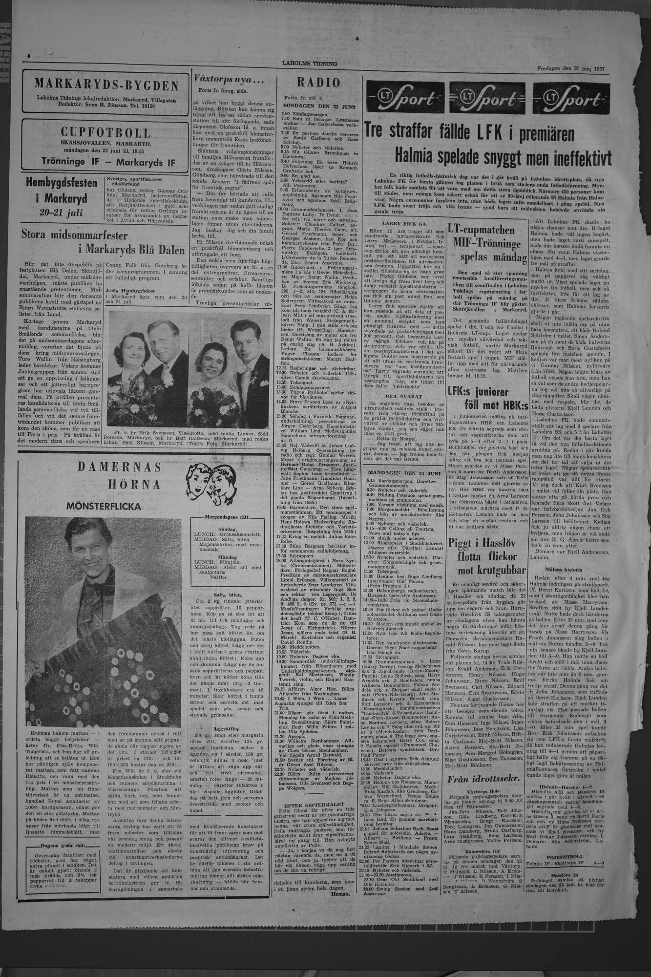 Laholms Tidning Fredag 21 juni 1957, sida 4