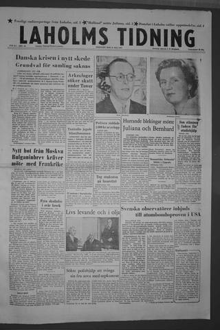 Förstasidan, Tisdag 21 maj 1957