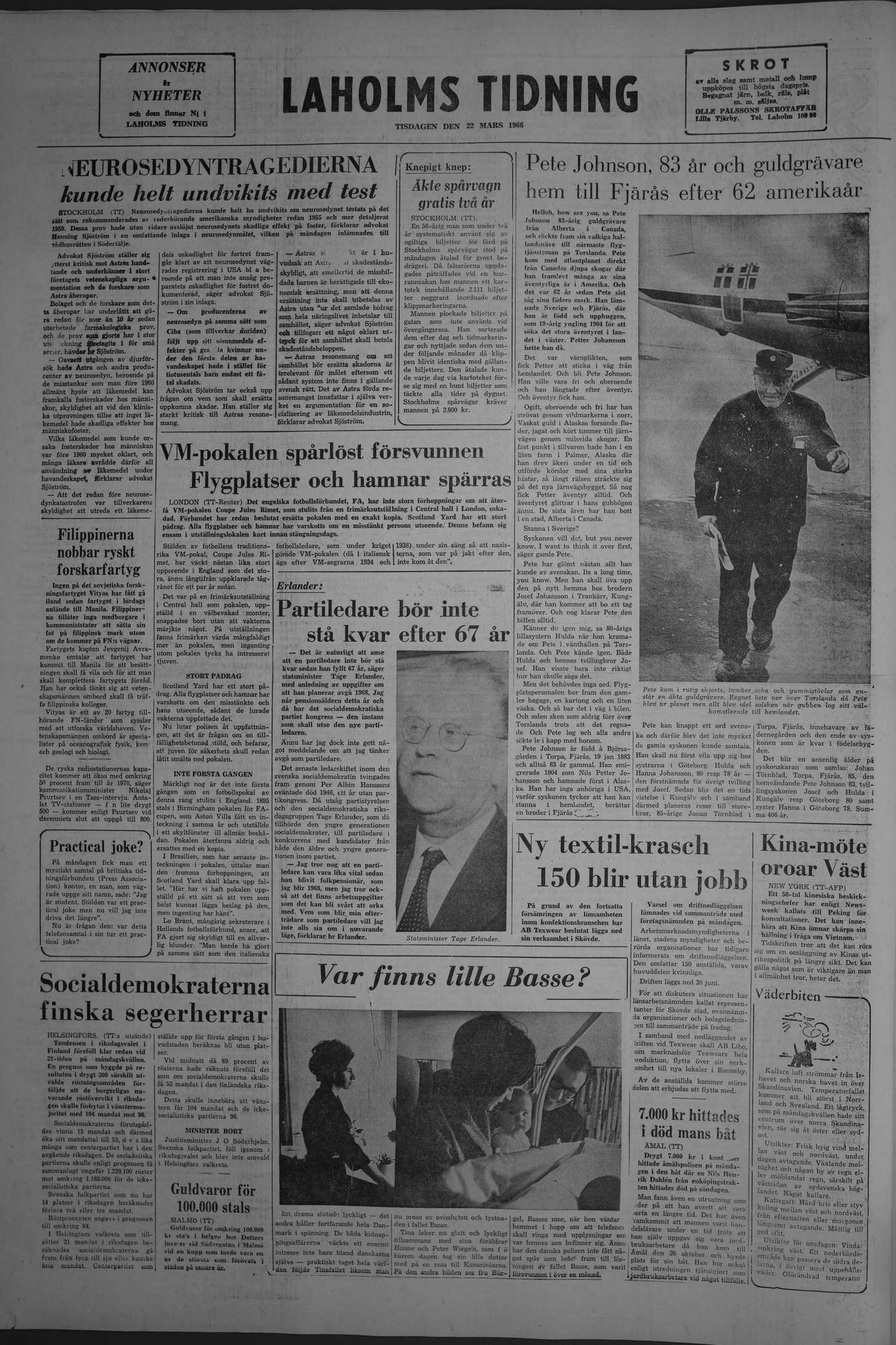 Laholms Tidning Tisdag 22 mars 1966, sida 8