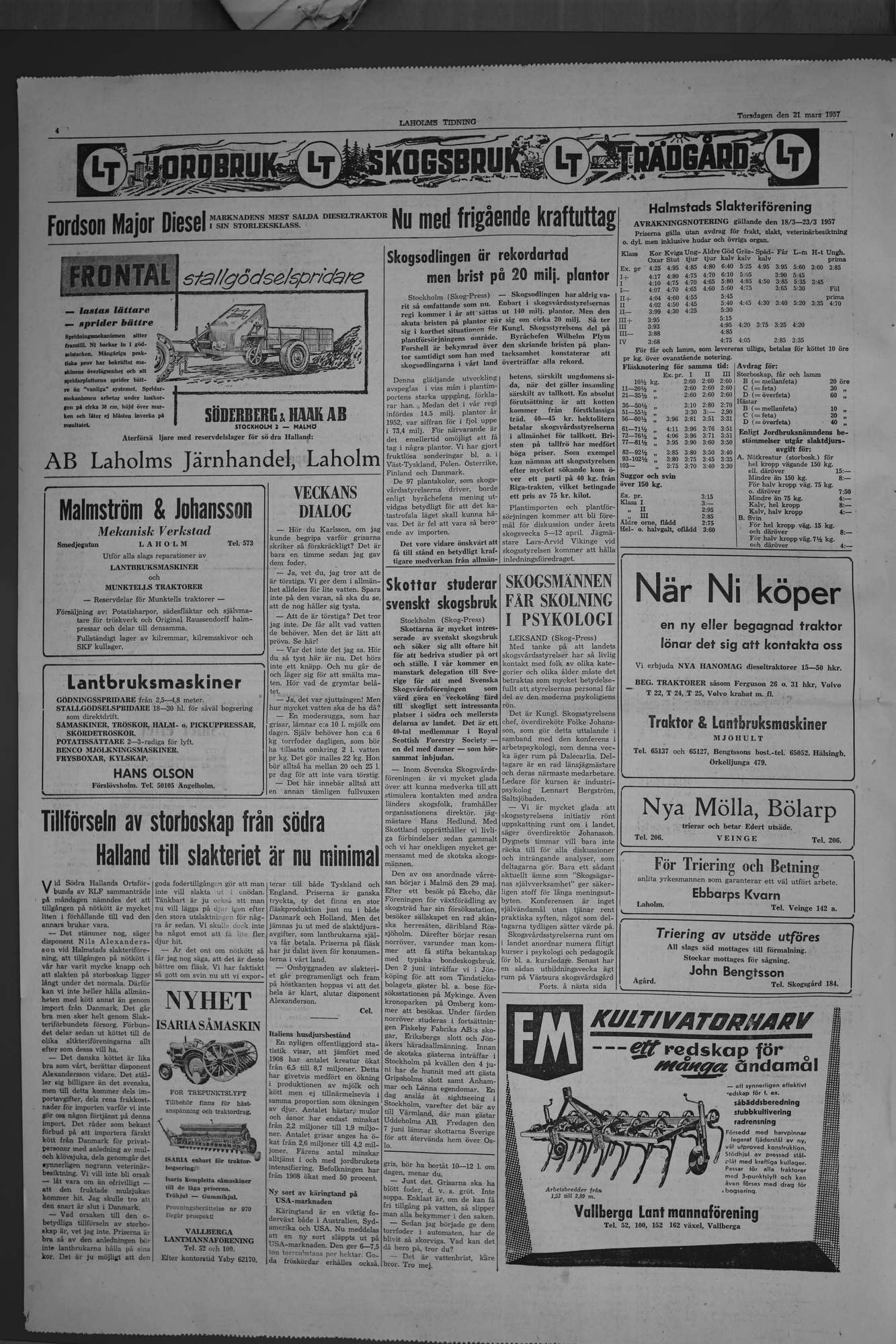 Laholms Tidning Torsdag 21 mars 1957, sida 4
