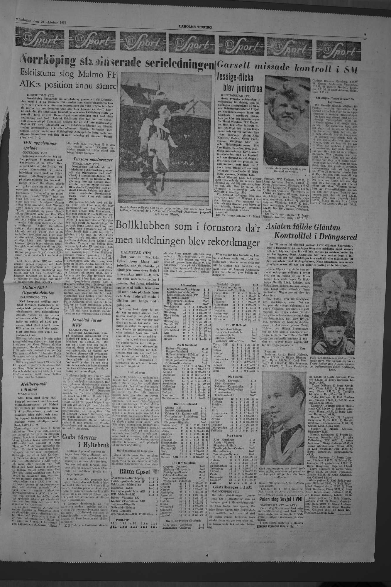 Laholms Tidning Måndag 21 oktober 1957, sida 7