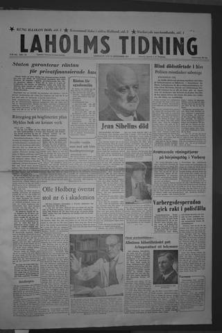 Förstasidan, Lördag 21 september 1957