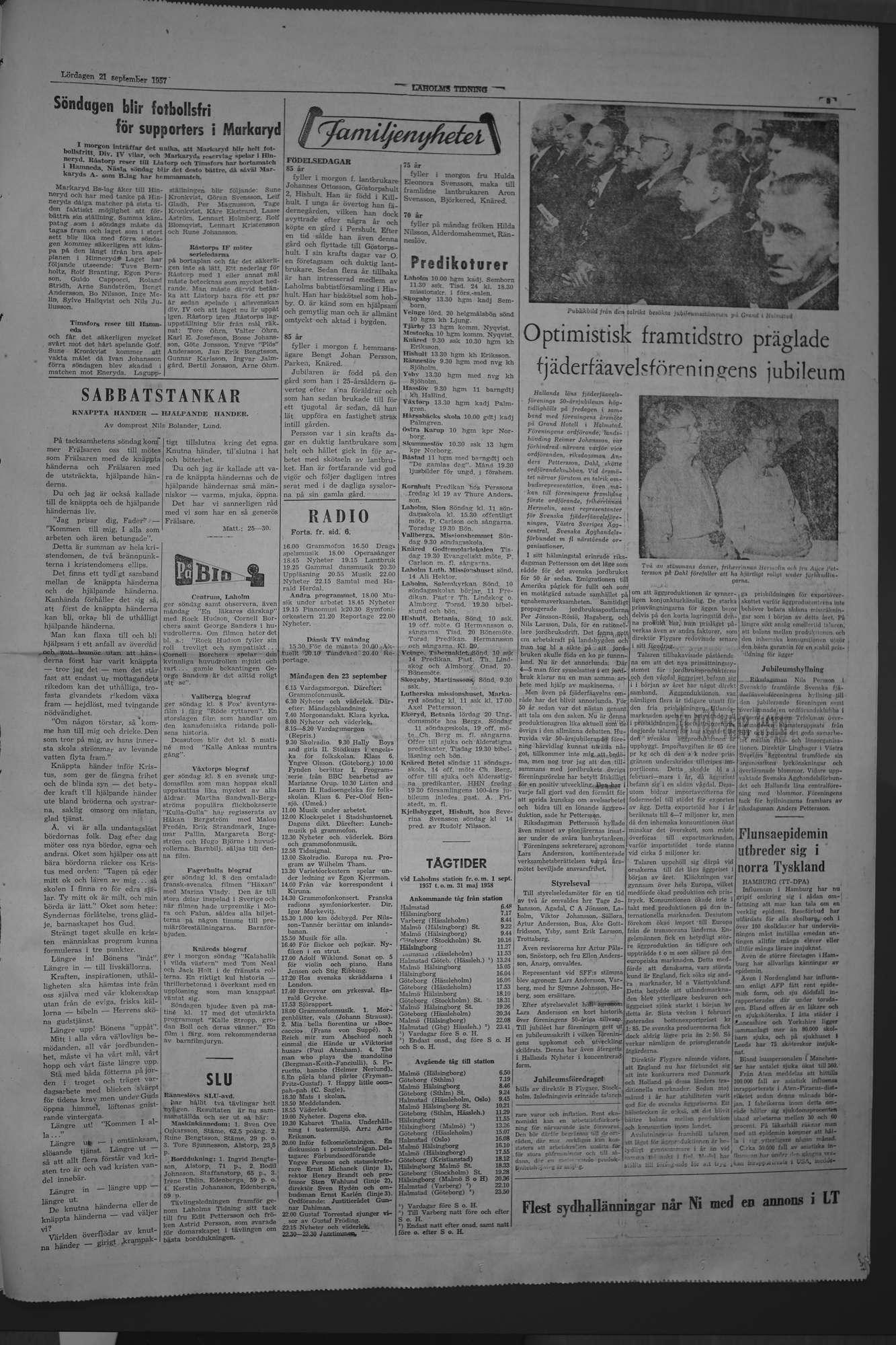 Laholms Tidning Lördag 21 september 1957, sida 5