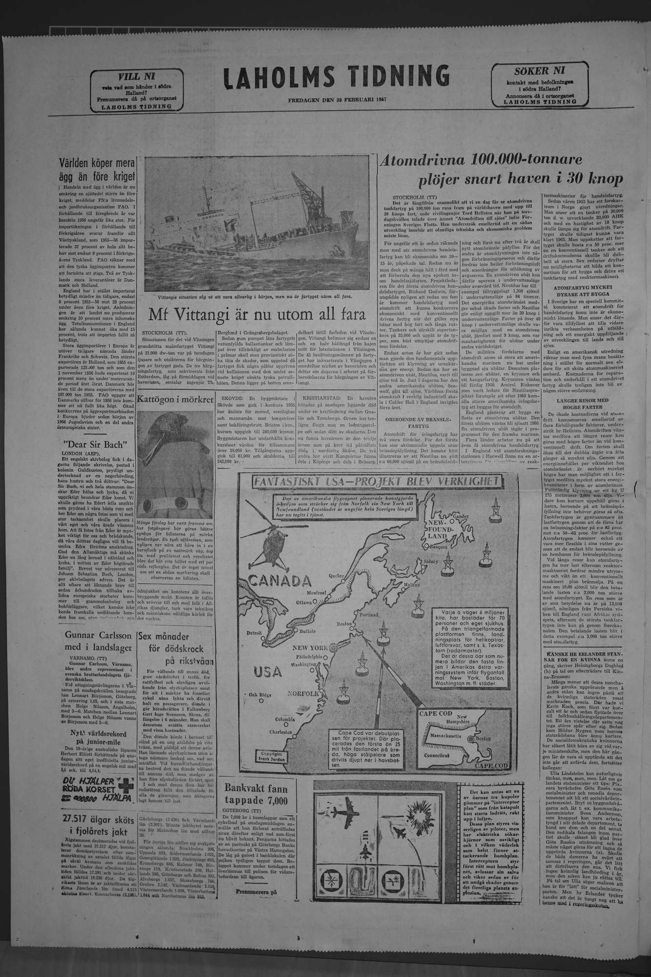 Laholms Tidning Fredag 22 februari 1957, sida 8
