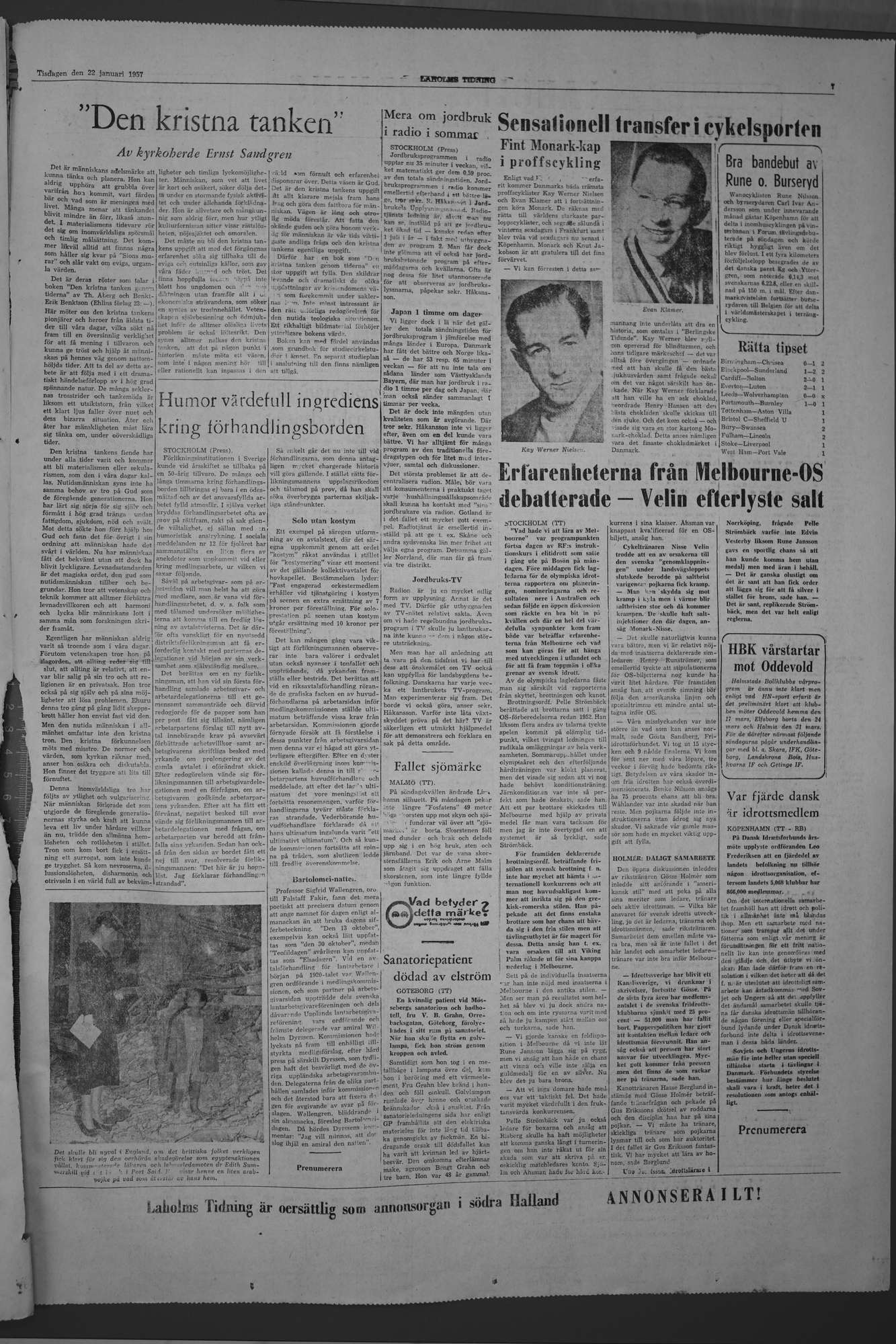 Laholms Tidning Tisdag 22 januari 1957, sida 7