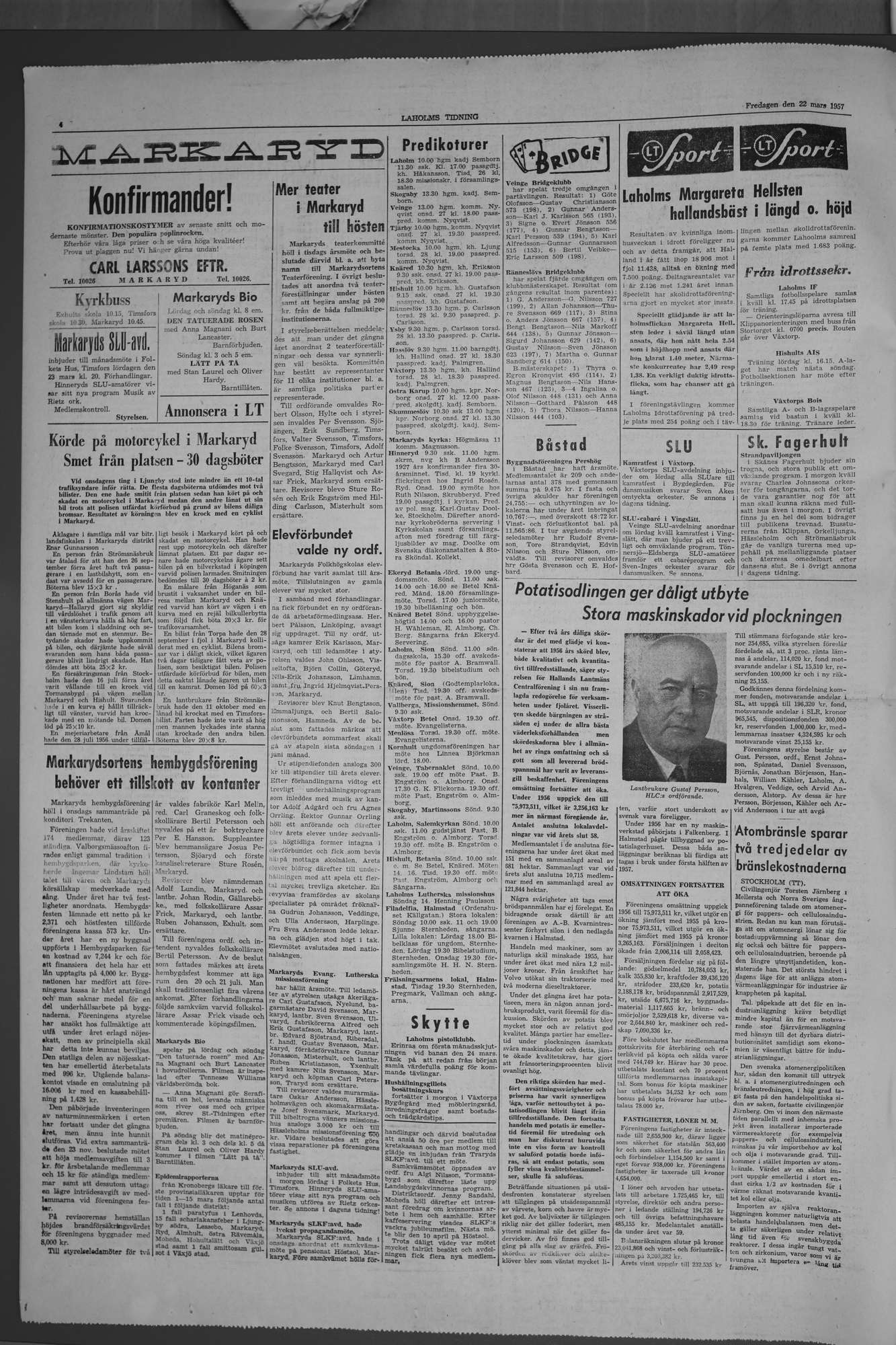 Laholms Tidning Fredag 22 mars 1957, sida 4