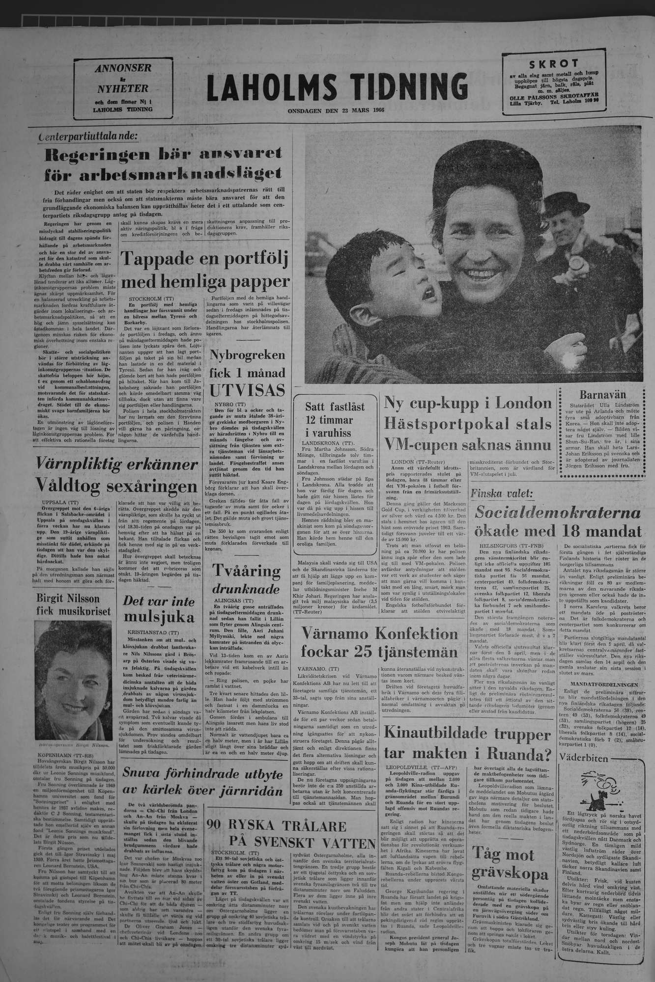 Laholms Tidning Onsdag 23 mars 1966, sida 8